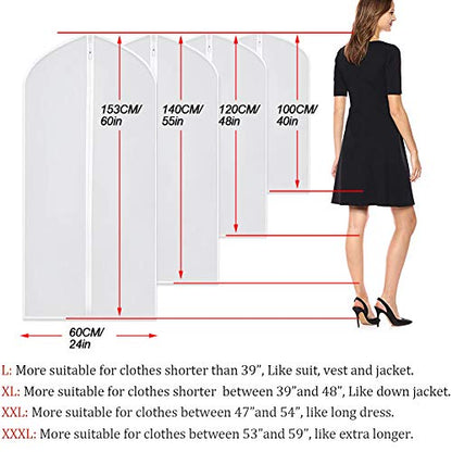 Suit Bags for Closet Storage Garment Bag 24''X40'' Clear Garment Bags for Hanging Clothes (Set of 6) Plastic Waterproof Suit Cover Bag with Zipper for Coats, Jackets, Shirts