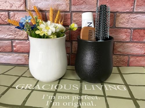 Short Kitchen Utensil Holder for Kitchen Counter,... (A, Matte Black | Porcelain)