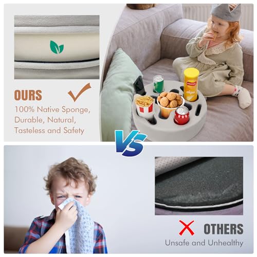 INNO STAGE Couch Cup Holder Pillow | Sofa Caddy Buddy Cupholder Organizer, for Bed Rv Tv Car Man Cave Boat Remote Snacks Drink, Gift for Couch Potato, SilverGrey