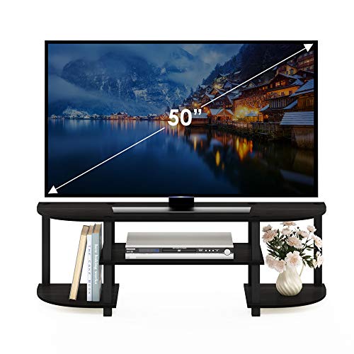 Furinno Turn-S-Tube Wide TV Entertainment Center, Espresso/Black | Toolless Entertainment Center with Open Storage Shelves, Media Console Table with Soundbar Shelf for Living Room, Bedroom