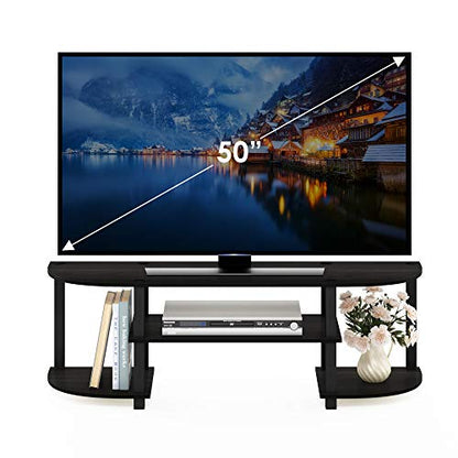 Furinno Turn-S-Tube Wide TV Entertainment Center, Espresso/Black | Toolless Entertainment Center with Open Storage Shelves, Media Console Table with Soundbar Shelf for Living Room, Bedroom