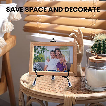 18 Pcs Anti Slip Plate Stands for Display, Black Iron Easel Plate Holder Picture Frame Holder Stand for Display Decorative Photo Tabletop Artwork(4, 6, 8 Inch)