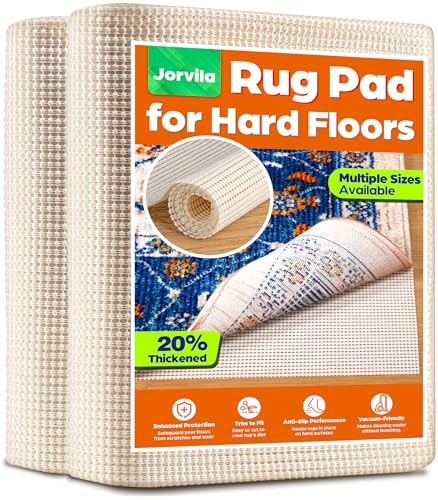 Jorvila Non-Slip Rug Pad Gripper 8x10 Feet, Anti Skid Mat for Under Area Rugs, Keeps Rugs in Position and Safe, Thick Cushioned Carpet Pad for Hardwood Floors Protection
