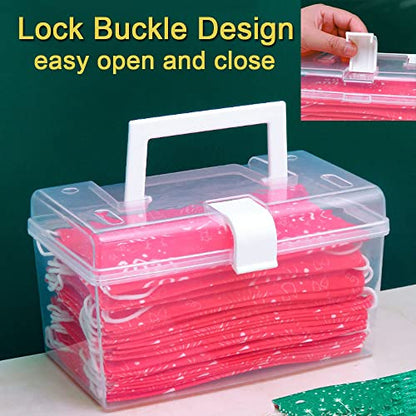 Mask Dispenser with Lid,High Capacity Mask Storage Box for Home Office School (Single Buckle)