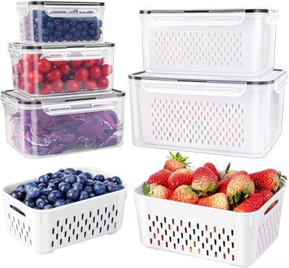 5 PCS Large Fruit storage Containers for Fridge ,Food Storage Containers