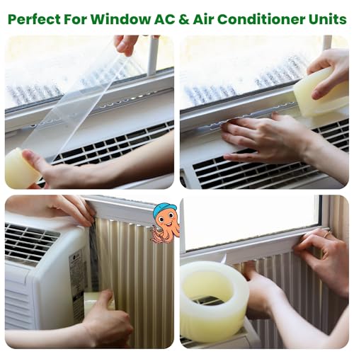ECOHomes Window Weather Sealing Tape (2 Inch Wide x 180 Ft, Clear) | Weather Stripping Tape, To Stop Drafts Through Window Gaps and AC Units, Insulation Seal for Home and Air Conditioners
