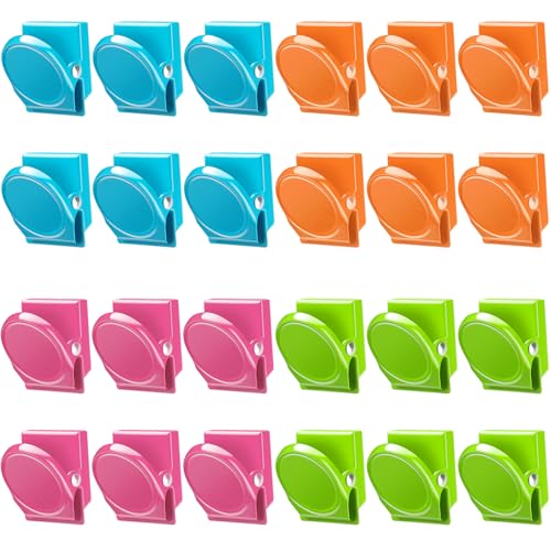 Magnetic Clips, 24 Pieces Magnetic Metal Chip Clips Fridge Magnets Refrigerator Whiteboard Locker Magnets Heavy Duty Clip Classroom Organization Teacher Must Haves School Supplies Accessories
