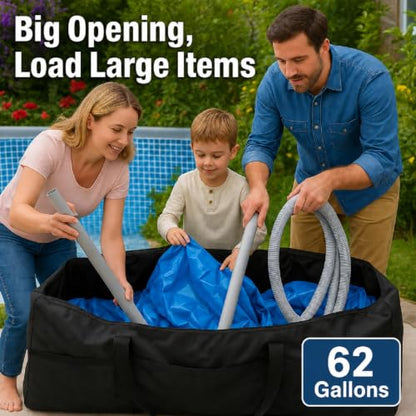 PJT Extra Large Storage Bag for Above Ground Inflatable Frame Pools, Waterproof UV Resistant Storage Tote for Pool Accessories with 4 Reinforced Handles