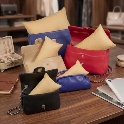 Xuhal 6 Pcs Golden Purse Insert Pillows Set Cushioned Handbag Fillers Set of Shaper Inserts Maintain Small to Large Purses for Prevent Creases and Damage Storage Display Purse Stuffing Packing Filler