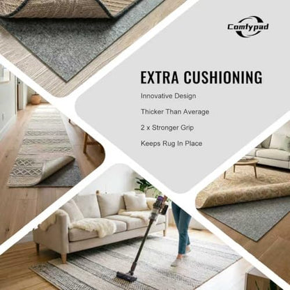 Felt Rug Pad, 2 x 3 Ft Rubber Non-Slip Rug Pad Gripper, Keep Rugs Secure and in Place, Extra Strong Under Carpet Mat Cushion - for All Floors