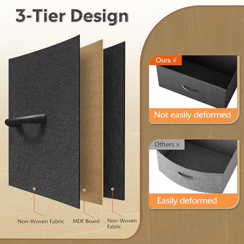 WLIVE Wide Dresser for Bedroom, 8 Drawer Chest of Drawers, Black | 8 roomy fabric drawers, Wide storage design, Bedroom or closet use, Sturdy steel frame, Smooth wood tabletop