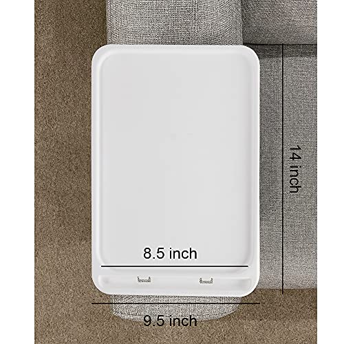 Xchouxer Sofa Armrest Clip Table, TV Snack Tray, Handy Remote Controls/Drinks/Phone Holder (White)