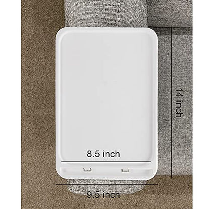 Xchouxer Sofa Armrest Clip Table, TV Snack Tray, Handy Remote Controls/Drinks/Phone Holder (White)
