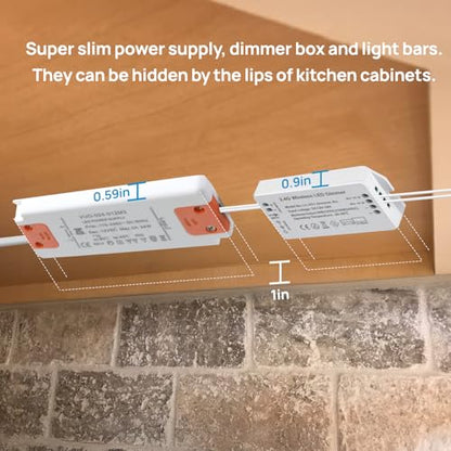 Under Cabinet Lighting Kit Plug in 21W 3000K Dimmable with Remote | 1 Remote Controls Multiple Light Kits Synchronously. For Kitchen Under Above Cabinets Counters Shelf Display Warm White 3000K