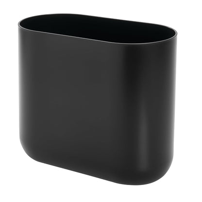 iDesign Small Slim Plastic Bathroom Trash Can, Black | Garbage Can for Bedroom, Office, Desk, Dorm