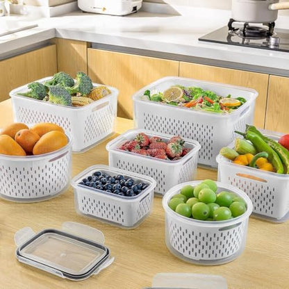 5 PCS Fruit Storage Containers for Fridge, Leakproof Produce Containers
