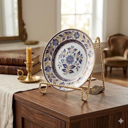 HOHIYA 3" Gold Plate Display Stands 6 Pack Mini Metal Easels | Compact metal easels display decorative plates, photos, frames, artwork and collectibles on shelves or tabletops.