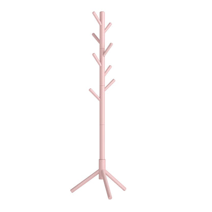 VASAGLE Solid Wood Coat Rack, Free Standing Tree-Shaped Coat Rack with 8 Hooks, 3 Height Options, for Clothes, Hats, Bags, Living Room, Bedroom, Home Office, Jelly Pink URCR004R01