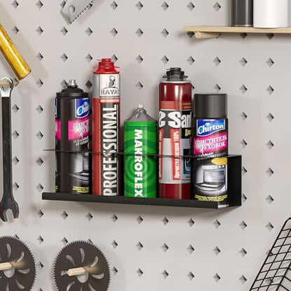 Heavy Duty Steel Spray Can Holder, Wall Mounted 4-Pack | Steel, holds 5 cans each, 16.5"W, rust-resistant, wall-mount hardware included, for garage/workshop tools, 4-pack