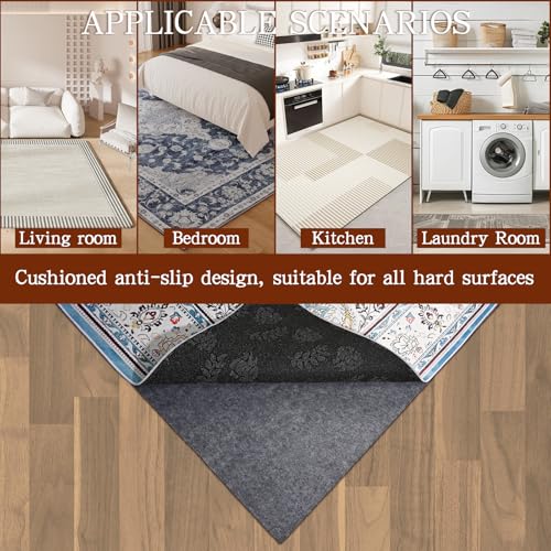 Rug Pad Waterproof Non-Slip 6x9 ft, 1/8" Thick Felt Cushion Pad for Area Rugs – Protects Hardwood, Tile & Laminate Floors – Keeps Rugs Flat & Secure