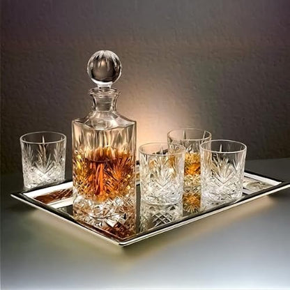 Le'raze Elegant Mirrored Rectangular Silver Tray, Perfect for Whiskey Decanter, Serving, Vanity Set, Candle Tray, and Organizing