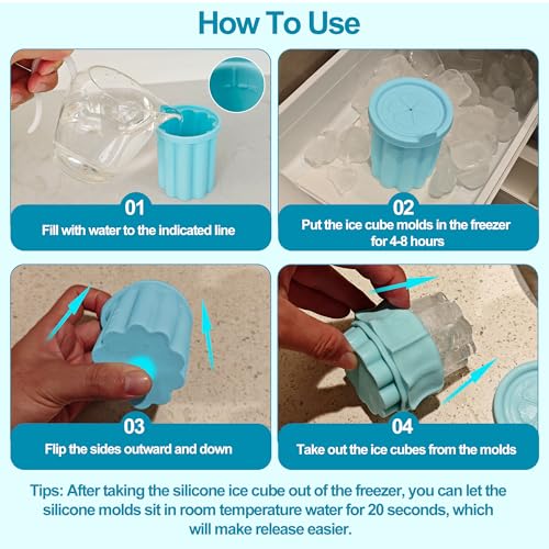 Ice Cube Tray for Owala FreeSip, 3PCS Silicone Ice Cube Molds, Easy Fill and Release Ice Maker for Chilling Cocktails Whiskey Drinks Juice Coffee, for Owala Water Bottle 24/32/40oz Accessories