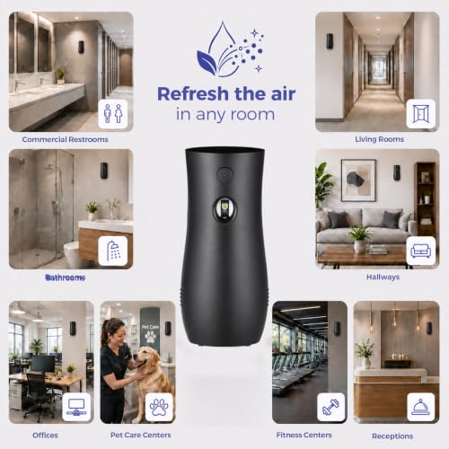 Stardrix Automatic Air Freshener Spray Dispensers 2-Pack, Battery Operated Aerosol Sprayer, Wall Mounted & Freestanding, 3 Auto Scent Release Time Settings for Home and Commercial Place, Black