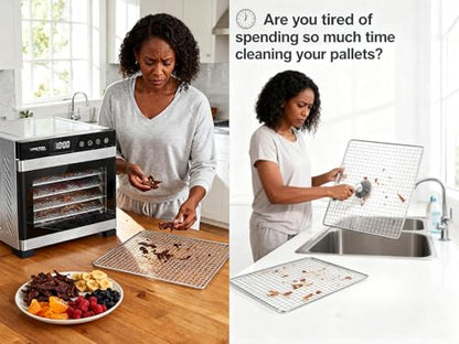 BPA-Free Nonstick Silicone Dehydrator Sheet for Excalibur, 14x14 in 10-pack | Fine Mesh Liners Help Stop Dried Food From Sticking, Lift Food Intact, and Cut Cleanup Time - Dishwasher Safe