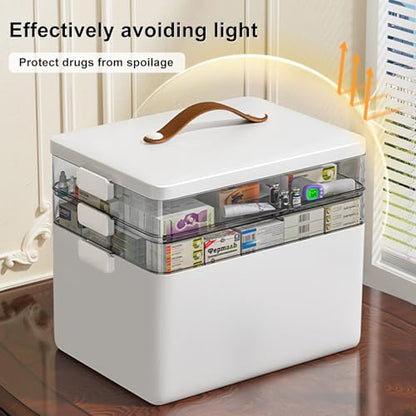 CTIME 3-Tier Medicine Organizer - Portable Medicine Cabinet with Handle | Multipurpose Medical Box, Pill Organizer, Empty First Aid Kit for Home