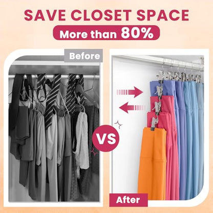 30 Pack Pants Hangers with Clips,Legging & Jean Hangers for Closet Hanging | Space Saving Clip Hangers for Yoga Pants, Jeans, Shorts, Skirts and Hats,Closet Organizers and Storage