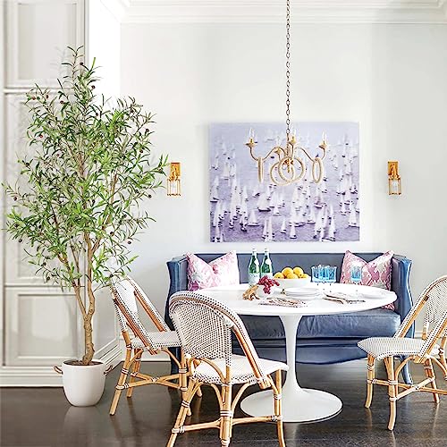 7ft Faux Olive Tree with Natural Olive Branches & Realistic Leaves | Fake Potted Olive Silk Tree with Sturdy Base - Realistic Olive Trees Artificial Indoor for Modern Home Entryway Office Decor