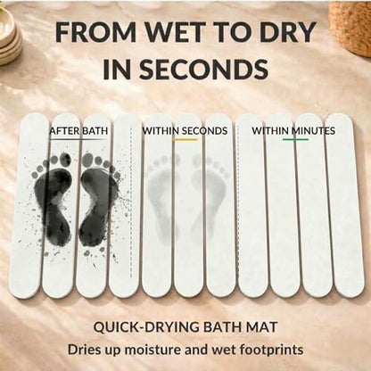 Foldable Stone Bath Mat Large 30" x 17" – Diatomaceous Earth Quick Drying Non-Slip Bathroom Mat – Super Absorbent Diatomite Mat, Durable & Easy to Clean, Modern (White, Large 30" x 17")
