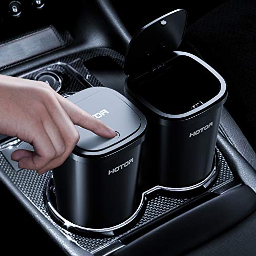 HOTOR Car Trash Can with Lid, 30 Trash Bags, Black, 2-Pack | Multipurpose Car Trash Cup and Garbage Can for Car, Office & Home, Suitable for Various Daily Storage and Disposal Needs