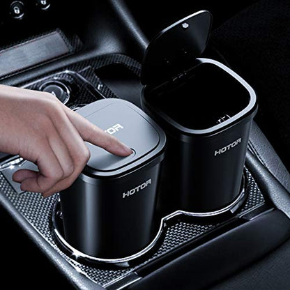 HOTOR Car Trash Can with Lid, 30 Trash Bags, Black, 2-Pack | Multipurpose Car Trash Cup and Garbage Can for Car, Office & Home, Suitable for Various Daily Storage and Disposal Needs