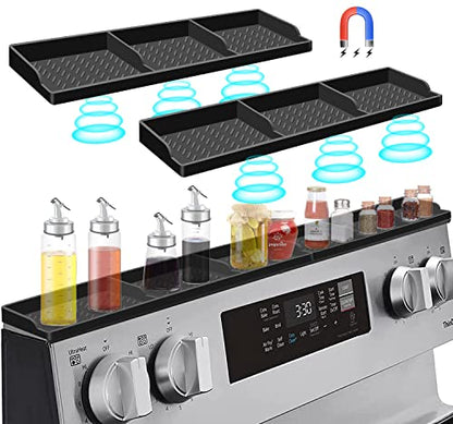 Hydream Stove Top for Silicone Shelf,30 Inch Magnetic Shelf Over the Stove Spice Rack,Kitchen Organizer Magnet Above Stovetop Back of Flat Storage Suctioned-Black