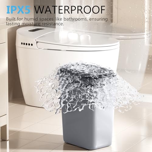 Bathroom Small Trash Can with Lid, Automatic Garbage Can, 2.6 Gallon | 3 Pack Touchless Slim Waterproof Motion Sensor Smart Trash Bin for Bedroom, Office, Living Room-White/Black/Grey