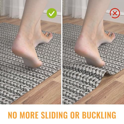 Silicone Non-Slip Rug Pad, Anti Skid Thin Area Rug Pad Gripper, Under Carpet Rug Mats for Hardwood Surface Floors, Keep Rugs in Place-3x5 Ft