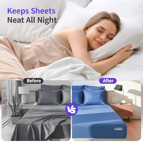 Bed Sheet Holders - 4 Pack Foldable Sheet Fasteners for Mattress Corners, Open Corner Bed Sheet Holder Clips with Gentle Sliding Locks, Tug-Proof Sheet Grippers Keep Sheets Tight All Night