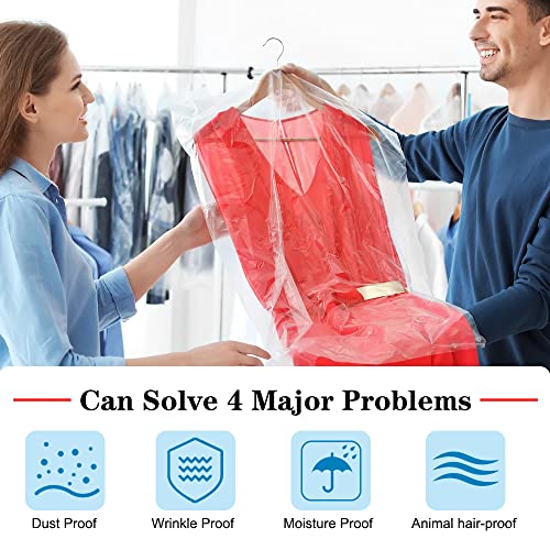 BEISHIDA 25PCS 72 Inch Plastic Garment Bag-Plastic Clear Dry Cleaner Laundry Bags for Clothes Cover, Hanging Clothes Storage for Long Dresses Skirt Coat Suit Shirt Jacket