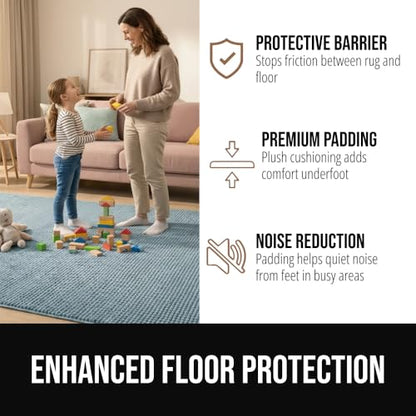 GORILLA GRIP® Premium Dual Sided Thick 5x7 Rug Gripper Pad for Hardwood Floors, Breathable Slip Resistant Pad Grips Under Carpet Area Rugs for Hard Surface Floor Protection, Easy Trim Mats, Beige