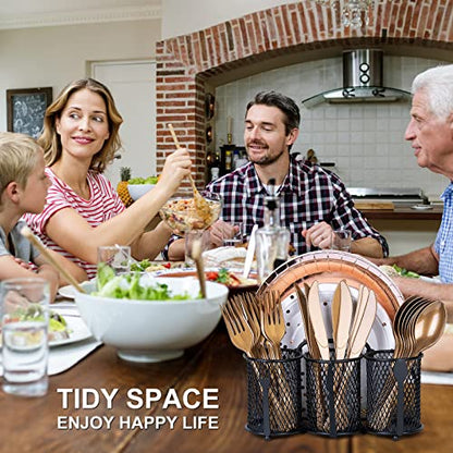 Utensil Organizer Silverware Caddy - Utensil Holde... (Black | Metal)