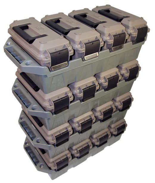 MTM AC4C 4-Can Ammo Crate, 30 Caliber, Convenient size, Stackable, Easy Carry and Transport of 30 Caliber Ammo, Rugged Tactical Carrying Crate, USA Made, Dark Earth/Army Green