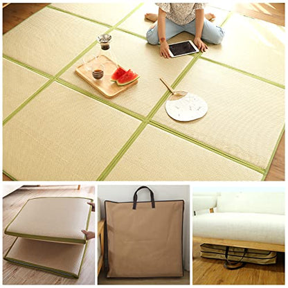 Japanese Tatami Mat Foldable Floor Mats Non-Slip Futon Mattress Sleeping Mat Summer Yoga Mat Indoor Outdoor Runner Rug Area Rug for Bedroom Living Room,Grey