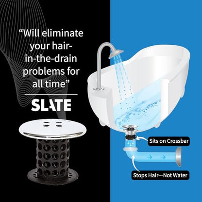 TubShroom Tub Drain Hair Catcher, Black Chrome – Protector and Catcher for Bathroom Drains, Fits 1.5” 1.75” Bathtub Shower Drains