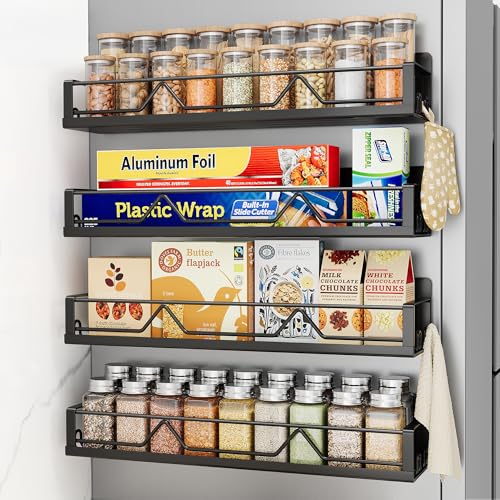 16.9 Inch Wide Large Capacity Magnetic Spice Rack... (Matt Black | Metal)