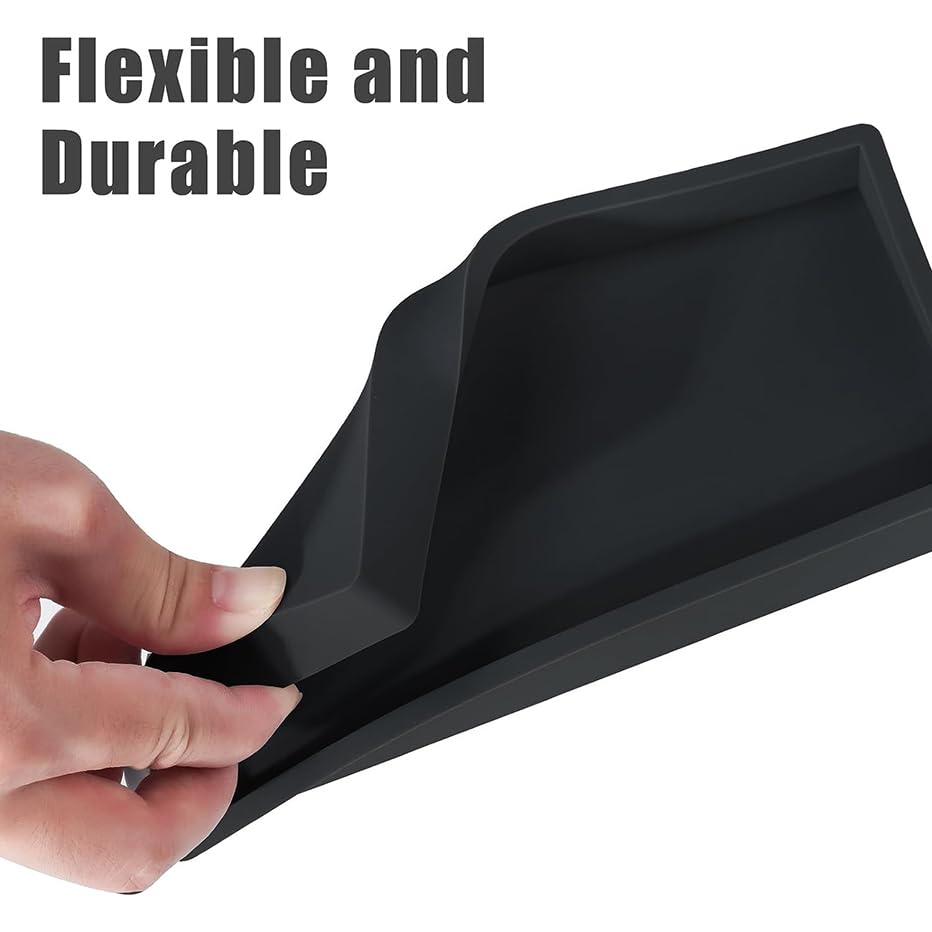 2PCS 11.8” L x 5” W Silicone Soap Dispenser Tray, Bathroom Sink Vanity Trays for Dresser Tops, Toilet, Small Black Tray for Scrubber, Lotion Bottles, Perfume, Jewelry, Candle, Key Trinket Ring-Black