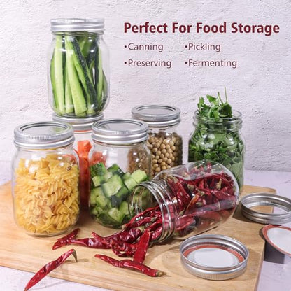 PINIWON Mason Jars 16 oz with Lids and Bands, 15 Pack Pint Canning Jars