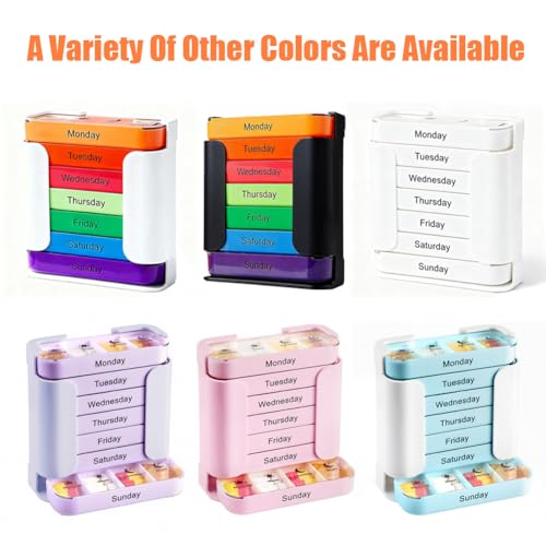 7-Day Medication Organizer - for Effortless Health Management: Stackable Weekly Pill Organizer with 7(Days)×4(Morning/Noon/Evening/Night) Compartments | Travel-Friendly Home Supply (Balck)