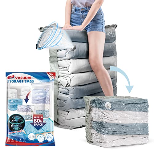 6 Pack Vacuum Storage Bags, Jumbo Cube (31x40x15 I... (6 Count | Cream)