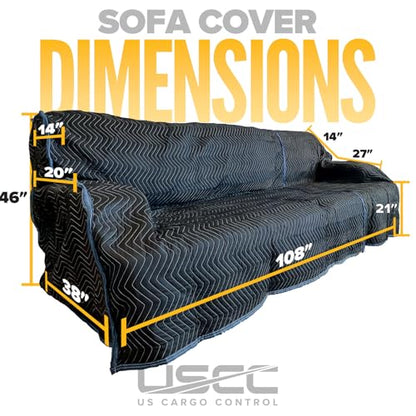 US Cargo Control Quilted Couch Cover 108" x 46", Sofa and Couch Cover for Moving and Storage, Cotton/Polyester Quilted Furniture Pads for Moving, Storing, and Deliveries, Reusable